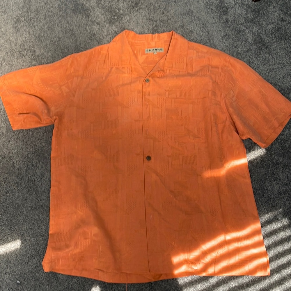 Mens Enzone brand 70% silk & 30 % linen size XL button down shirt.